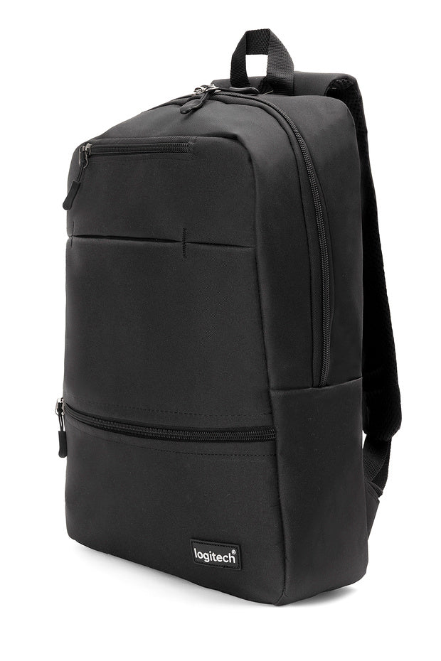 Sac à dos unisexe Logitech Original 15,6" en tissu noir pour ordinateur portable, idéal pour les voyages, l'école et le quotidien.