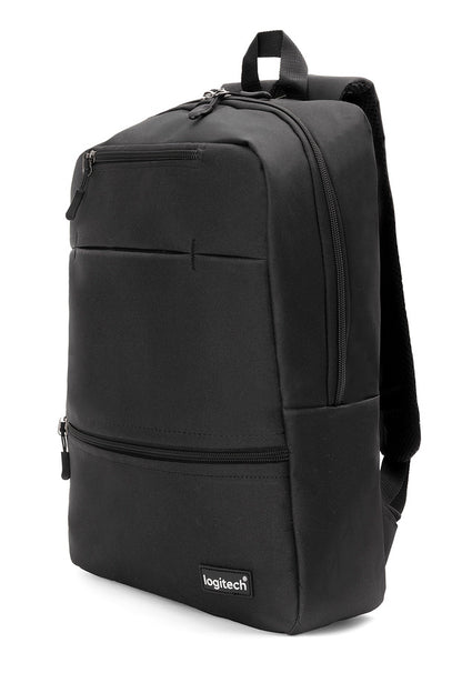 Sac à dos unisexe Logitech Original 15,6" en tissu noir pour ordinateur portable, idéal pour les voyages, l'école et le quotidien.