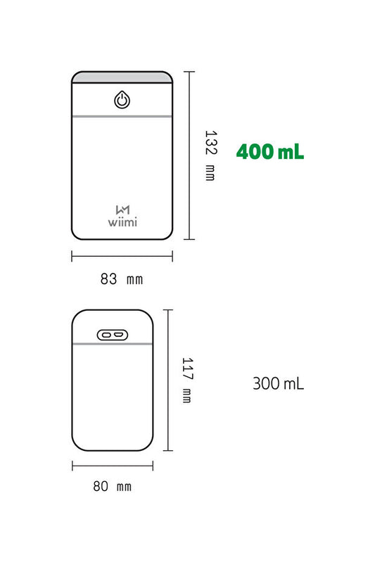 Humidificateur d'air ultrasonique Wiimi 400 ml, vaporisateur et diffuseur d'arômes H2O Gris