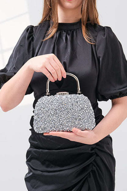 Pochette de soirée ROZA CANTA pour femme, ornée de détails dorés