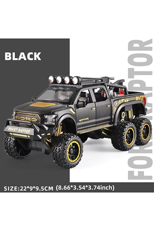 Camionnette noire Choice 1:24 F150 Raptor, modèle réduit en métal moulé sous pression avec effets sonores et lumineux pour enfants