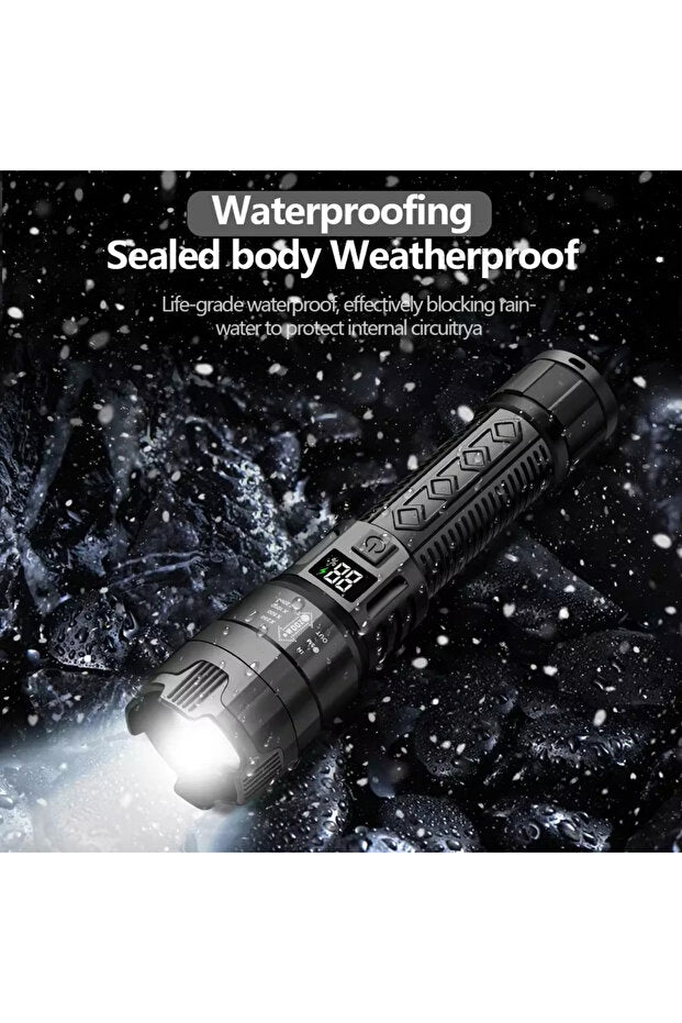 Lampe torche tactique à LED haute puissance Choice P50 300 000 lm avec affichage lumineux et chargement USB pour le camping