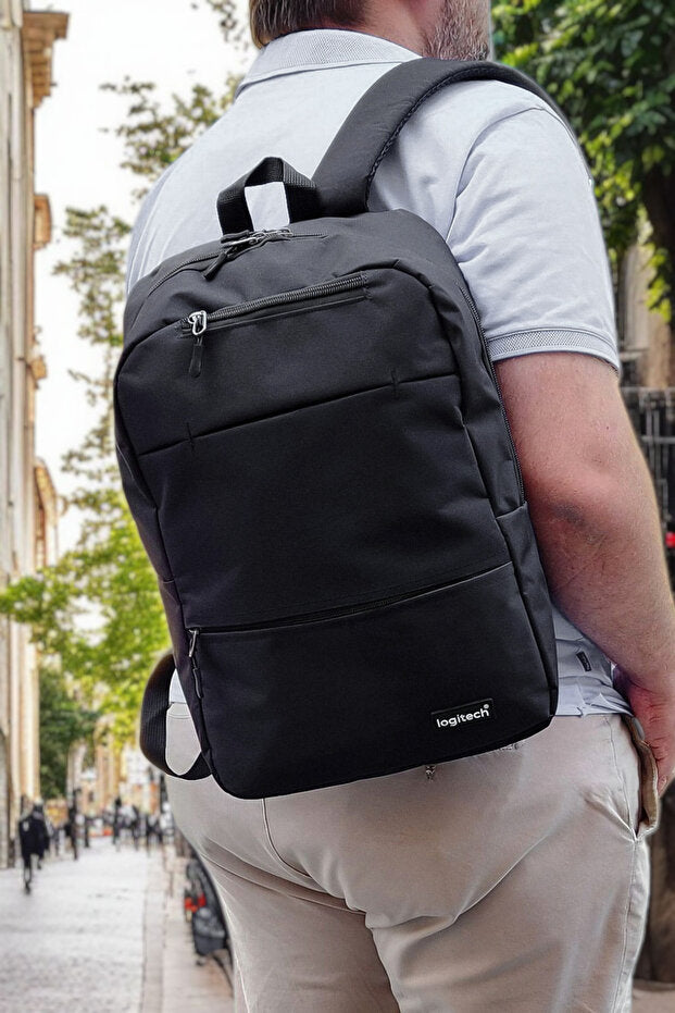 Sac à dos pour ordinateur portable Logitech  Original unisexe 15,6 pouces, multi-compartiments, imperméable, noir, pour lycéens, collégiens et écoliers.