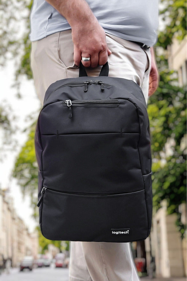 Sac à dos pour ordinateur portable Logitech  Original unisexe 15,6 pouces, multi-compartiments, imperméable, noir, pour lycéens, collégiens et écoliers.