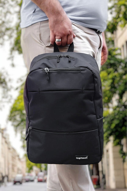 Sac à dos pour ordinateur portable Logitech  Original unisexe 15,6 pouces, multi-compartiments, imperméable, noir, pour lycéens, collégiens et écoliers.