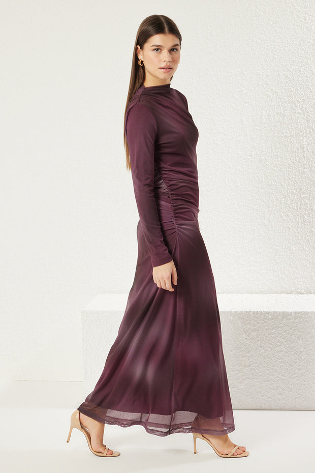 Trendyol Modest Purple Gradient Knitted Dress Tctss25Eb00043