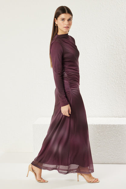 Trendyol Modest Purple Gradient Knitted Dress Tctss25Eb00043