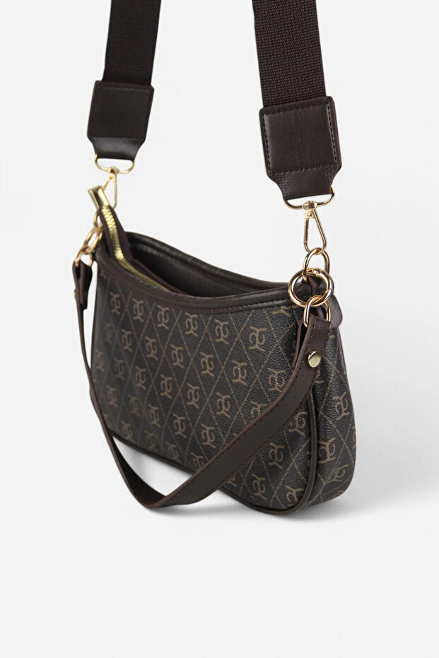 Sac bandoulière marron monogrammé Shift Co Farm
