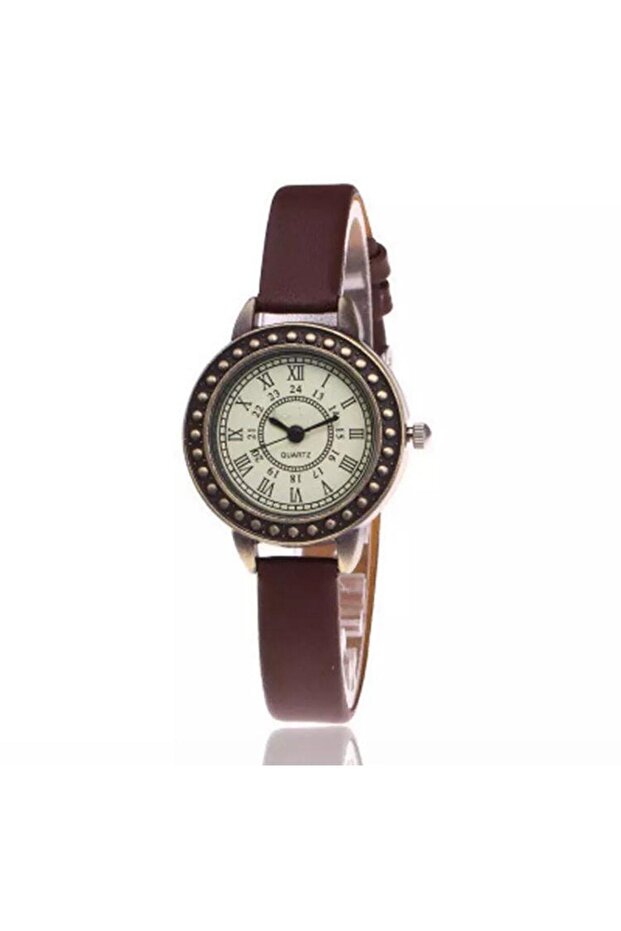 Horloge ronde vintage et rétro Toz Vintage Evolve marron à chiffres romains