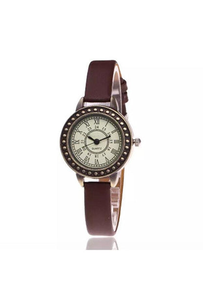 Horloge ronde vintage et rétro Toz Vintage Evolve marron à chiffres romains