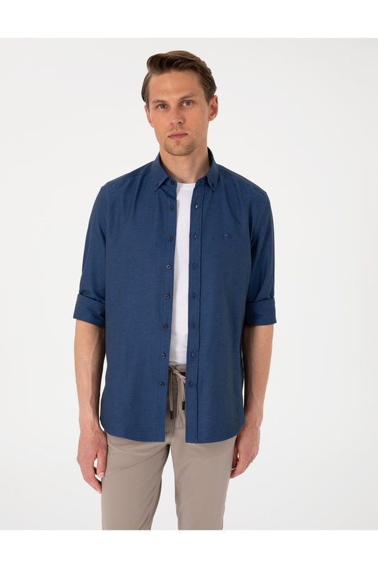 Chemise Pierre Cardin  kaki Oxford coupe slim, repassage facile 50306996-VR027