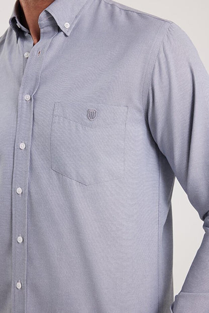 Chemise Tudors  pour homme, coupe classique, col boutonné, poche brodée, coupe régulière, tissu Oxford, col boutonné
