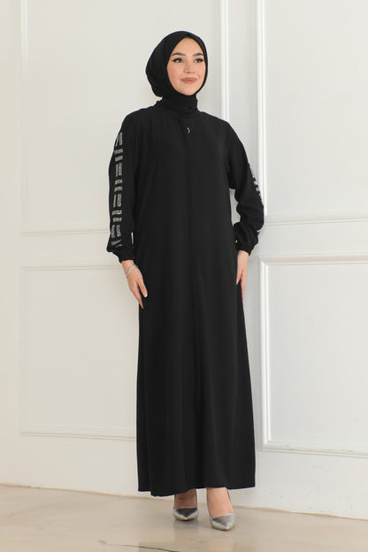 Collection OKTAYUSTA  Nouvelle saison Abaya noire ornée de pierres