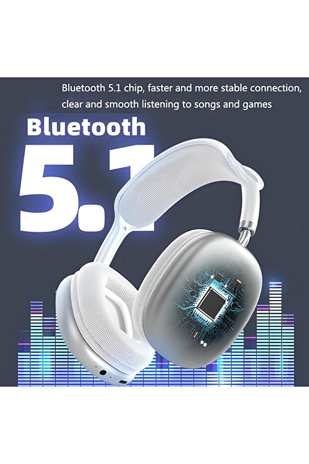 Generic P9 Wireless Headphones With Microphone- Rechargeable Over Ear Bluetooth,sd Slot
