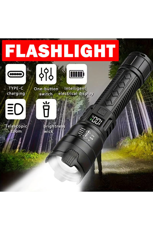 Lampe torche tactique à LED haute puissance Choice P50 300 000 lm avec affichage lumineux et chargement USB pour le camping