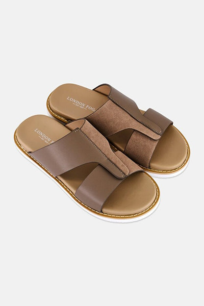 London Fog Men Slip On Arabic Sandals, Khaki