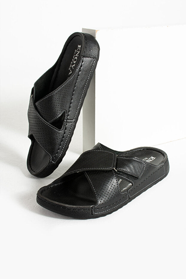 Mocassins Orthopédiques Enova Birrbazaar pour Hommes, Réglables, avec Sangle, Cousus, en Cuir (SUNİ) (INTÉRIEUR EXTÉRIEUR)
