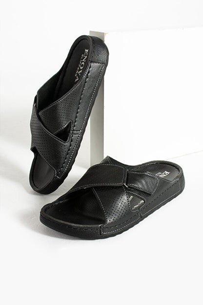 Mocassins Orthopédiques Enova Birrbazaar pour Hommes, Réglables, avec Sangle, Cousus, en Cuir (SUNİ) (INTÉRIEUR EXTÉRIEUR)