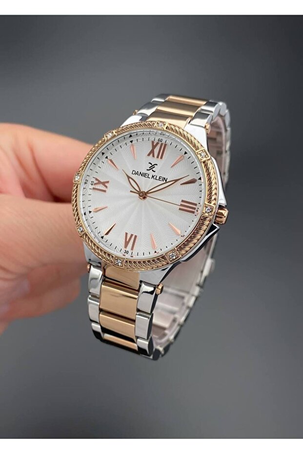 Montre-bracelet pour femme Daniel Klein , bracelet en acier, couleur argent rose, étanche à 3 ATM