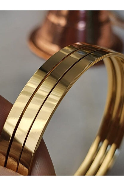 Bracelet Ajda épais Vitastyle  couleur or, ensemble de 3 pièces