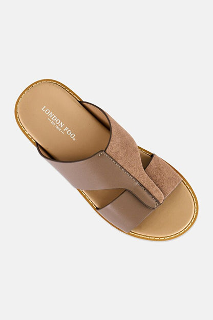 London Fog Men Slip On Arabic Sandals, Khaki