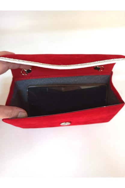 sac de soirée pour femme en daim noir et pierres argentées dizaynbag