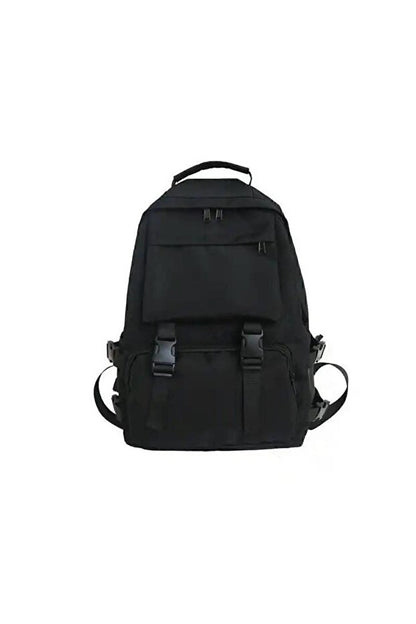 Sac à dos noir Something Bag,  grand format, large, avec ceinture, idéal pour l'école et comme sac pour ordinateur portable.