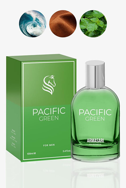 Armasari  Pacific Green Eau de Parfum pour Homme 100ml | Fraîcheur marine | Notes marines, cuir, patchouli