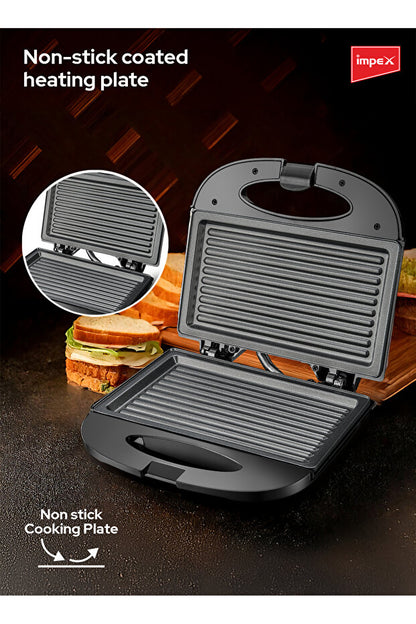 Appareil à sandwichs İMPEX  2 tranches SW 3601 | 750 W | Plaques antiadhésives | Poignée isolante | Voyants lumineux