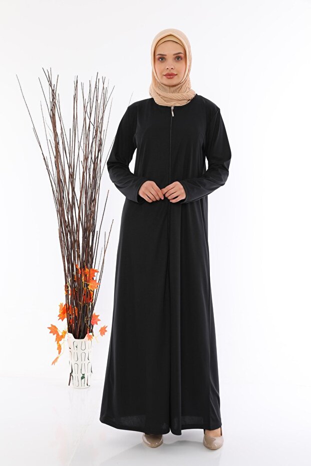 Robe de prière/abaya noire à fermeture éclair pour femme Medipek