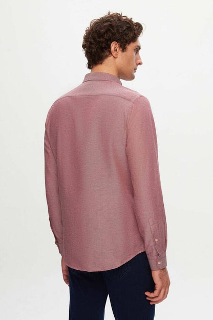 Chemise en coton rouge texturée à col boutonné, coupe slim Damat de D'S