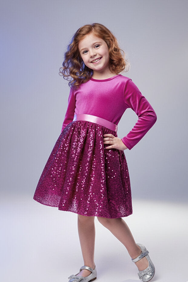 Robe bouffante en velours à sequins et nœud papillon pour filles de 3 à 10 ans ( My Kids Wear).