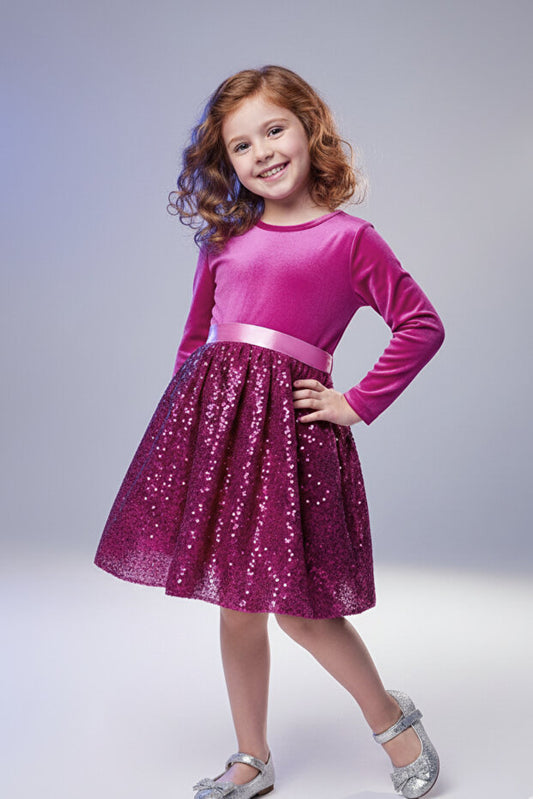 Robe bouffante en velours à sequins et nœud papillon pour filles de 3 à 10 ans ( My Kids Wear).