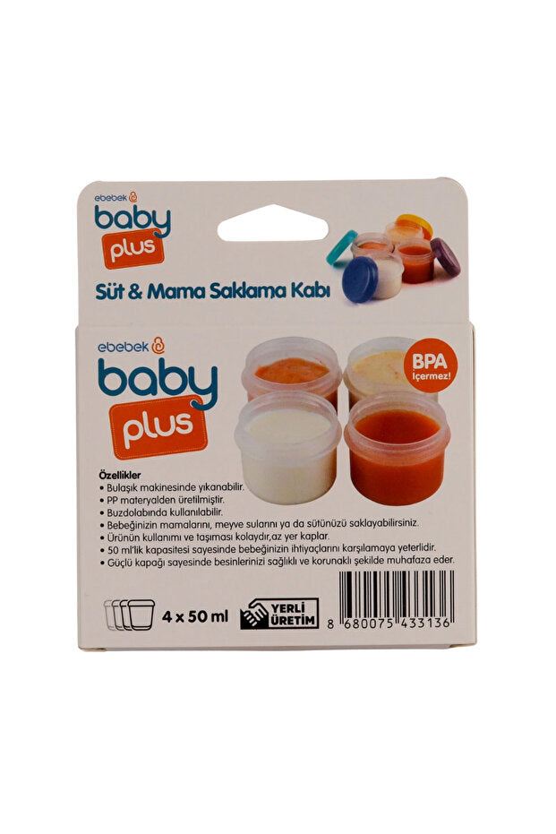 Ensemble de 4 boîtes de conservation pour lait et aliments Baby Plus