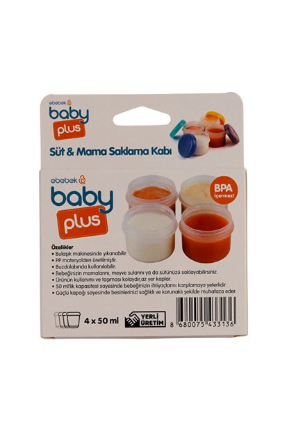Ensemble de 4 boîtes de conservation pour lait et aliments Baby Plus