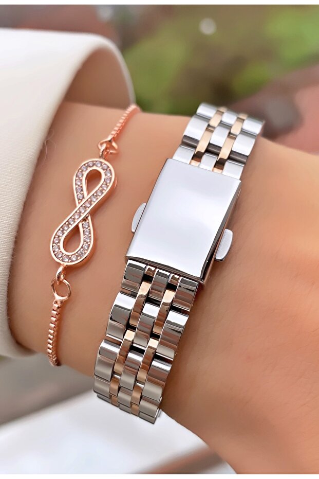 Montre femme Ferrucci , bracelet en acier et verre cristal doré rose