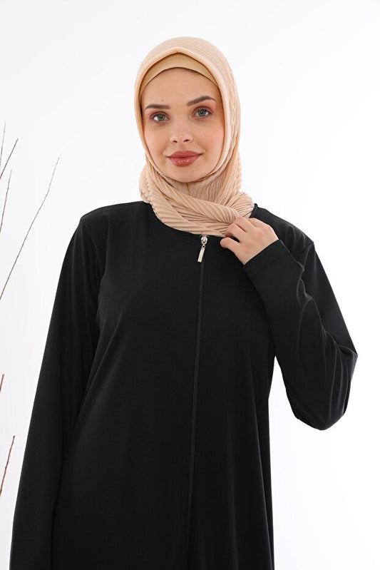 Robe de prière/abaya noire à fermeture éclair pour femme Medipek