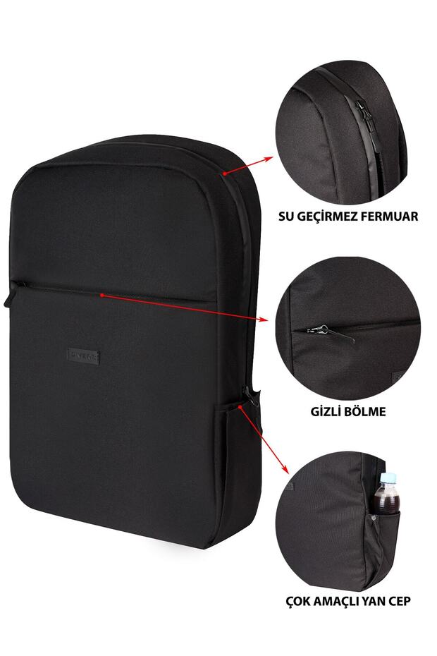 Sac à dos noir imperméable D'VERS  avec fermeture éclair, compatible avec les tailles 15,6-16,1-16,9 pouces