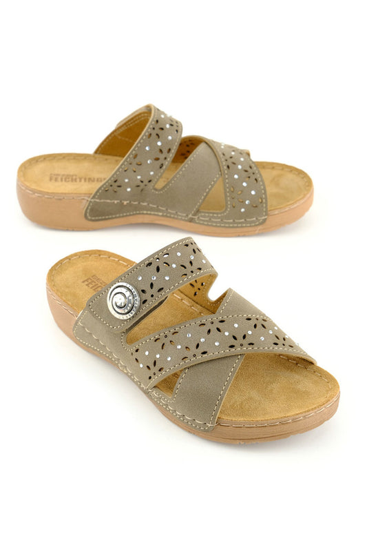 Chaussures d'été pour femmes Gezer Feichtingen avec semelle intérieure en cuir véritable, fermeture Velcro unique, réglables, semelle confortable, pour un usage quotidien.