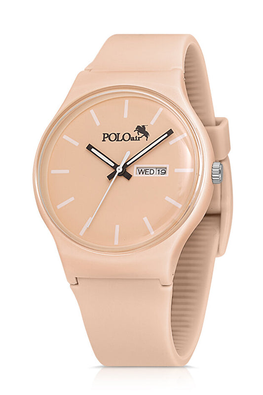 Montre-bracelet unisexe Polo Air  Sport avec bracelet en silicone, calendrier jour/mois, couleur beige PL-1555B11X