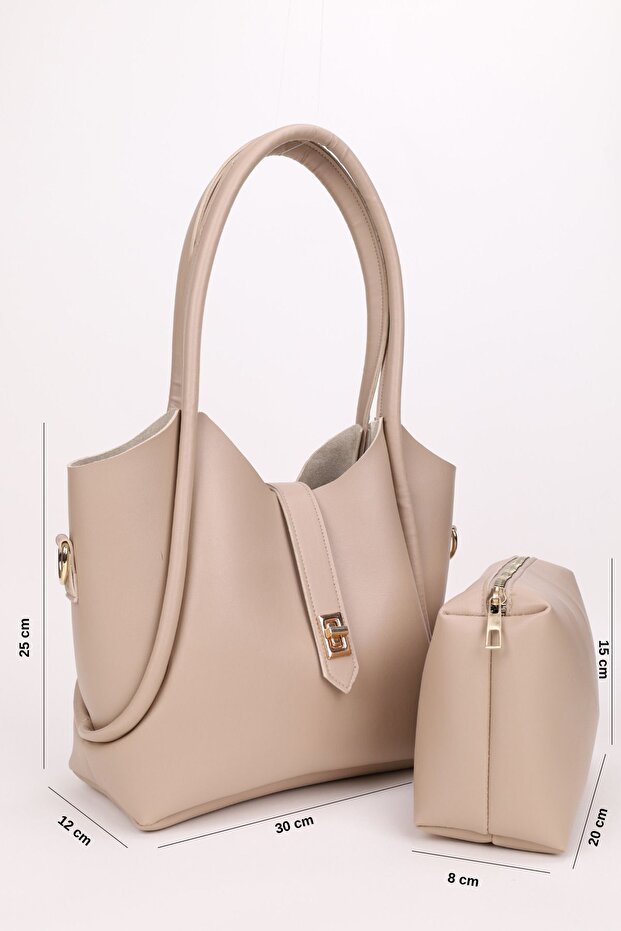 Sac à main, sac bandoulière et sac porté épaule NOTHING  Mink pour femme, avec bandoulière longue et fermoir.