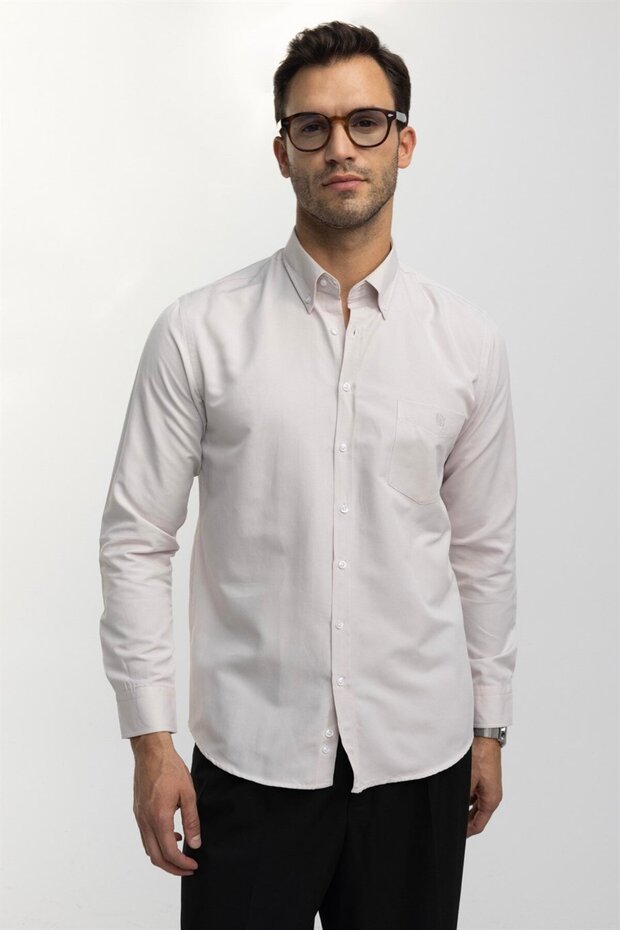 Chemise Tudors  pour homme, coupe classique, col boutonné, poche brodée, coupe régulière, tissu Oxford, col boutonné
