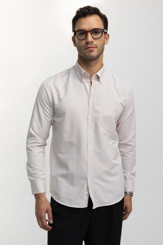 Chemise Tudors  pour homme, coupe classique, col boutonné, poche brodée, coupe régulière, tissu Oxford, col boutonné