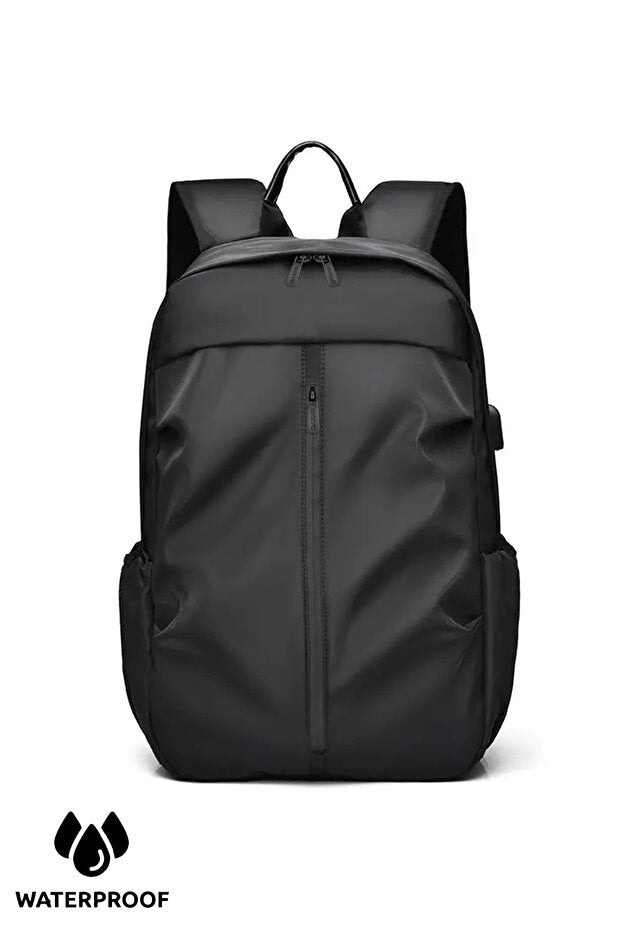 Carnet et sac à dos noirs à fermeture éclair en tissu déperlant D'VERS