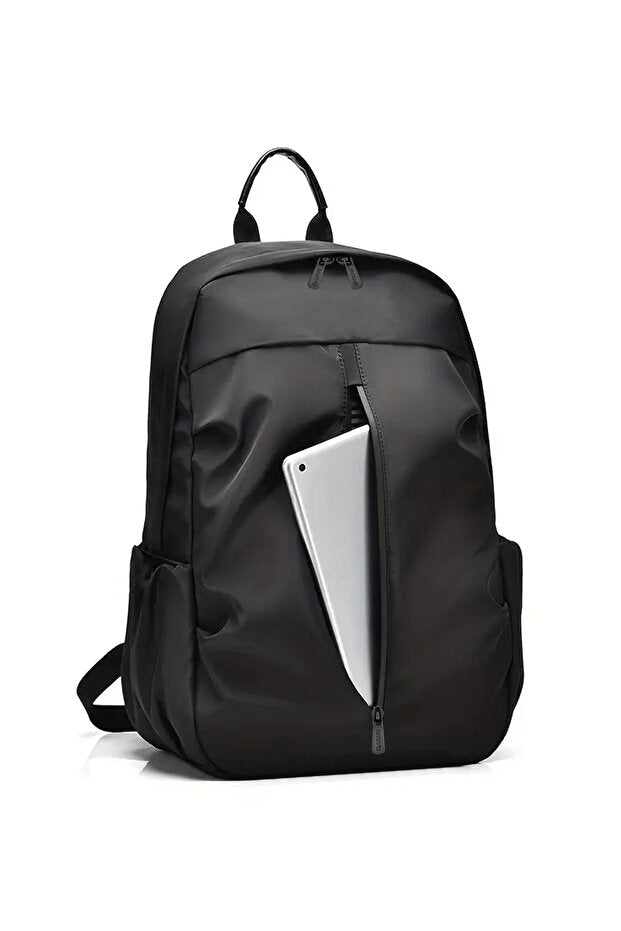 Carnet et sac à dos noirs à fermeture éclair en tissu déperlant D'VERS