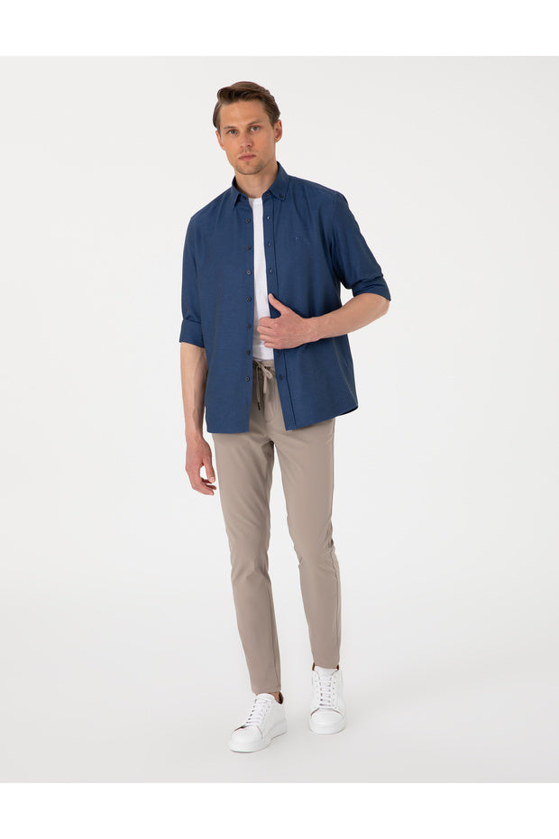 Chemise Pierre Cardin  kaki Oxford coupe slim, repassage facile 50306996-VR027