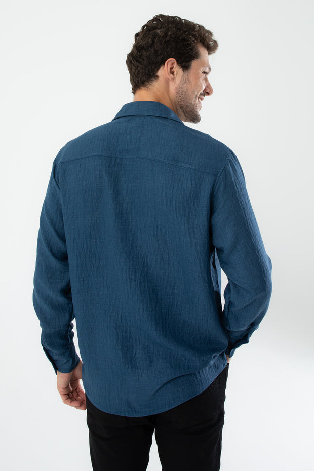 Chemise oversize en lin texturé gris fumé pour homme YXC Trend Maker