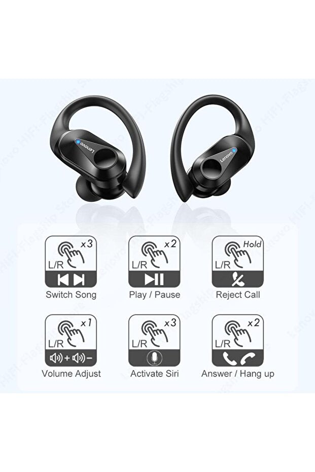 Écouteurs intra-auriculaires de sport Bluetooth LENOVO  Thinkplus LP75 avec indicateur de charge Noir
