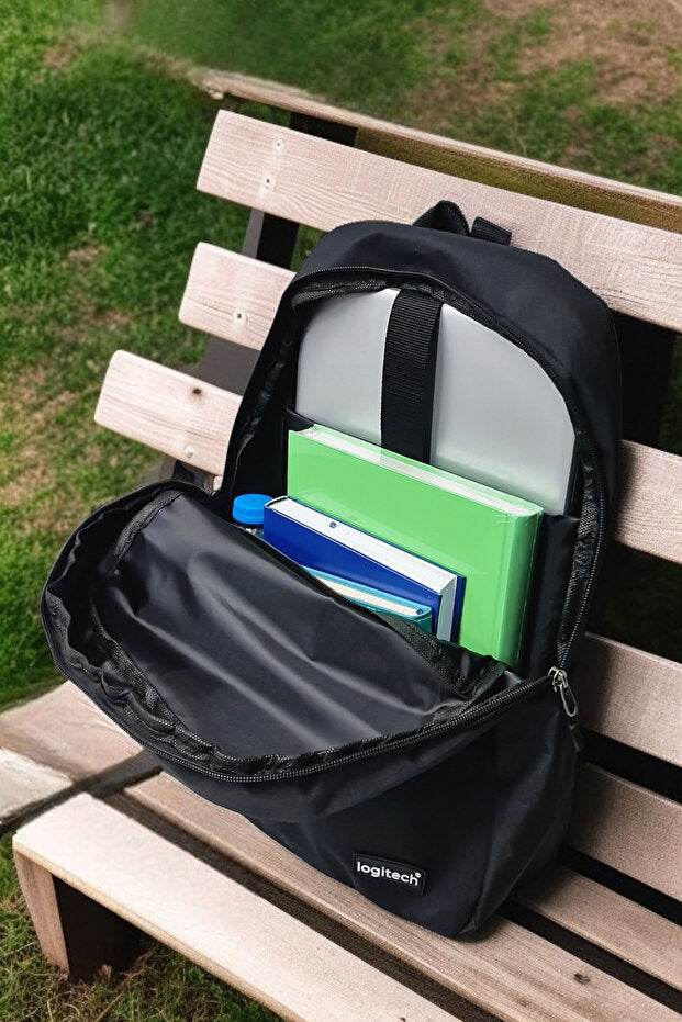 Sac à dos pour ordinateur portable Logitech  Original unisexe 15,6 pouces, multi-compartiments, imperméable, noir, pour lycéens, collégiens et écoliers.