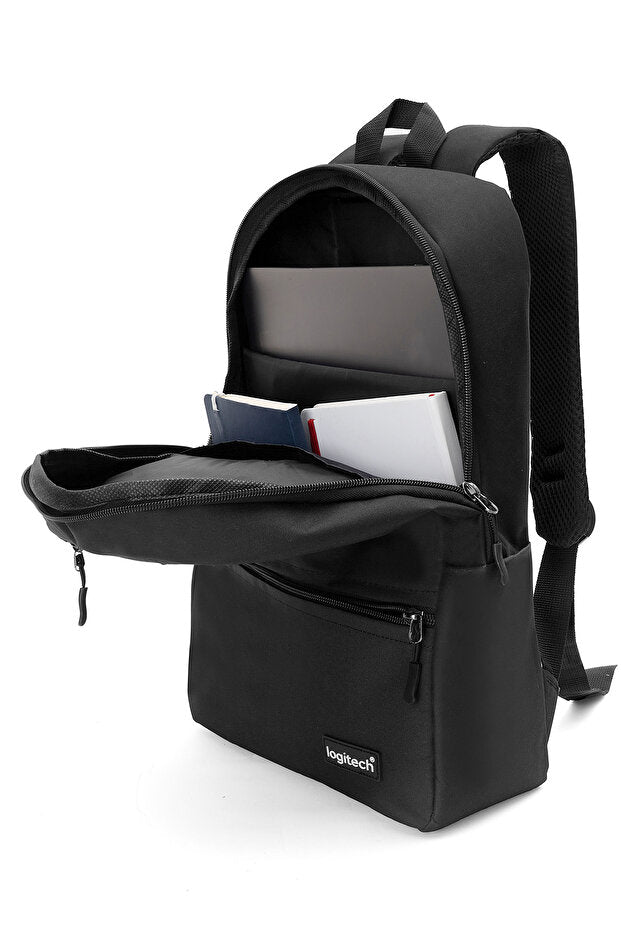 Sac à dos unisexe Logitech Original 15,6" en tissu noir pour ordinateur portable, idéal pour les voyages, l'école et le quotidien.